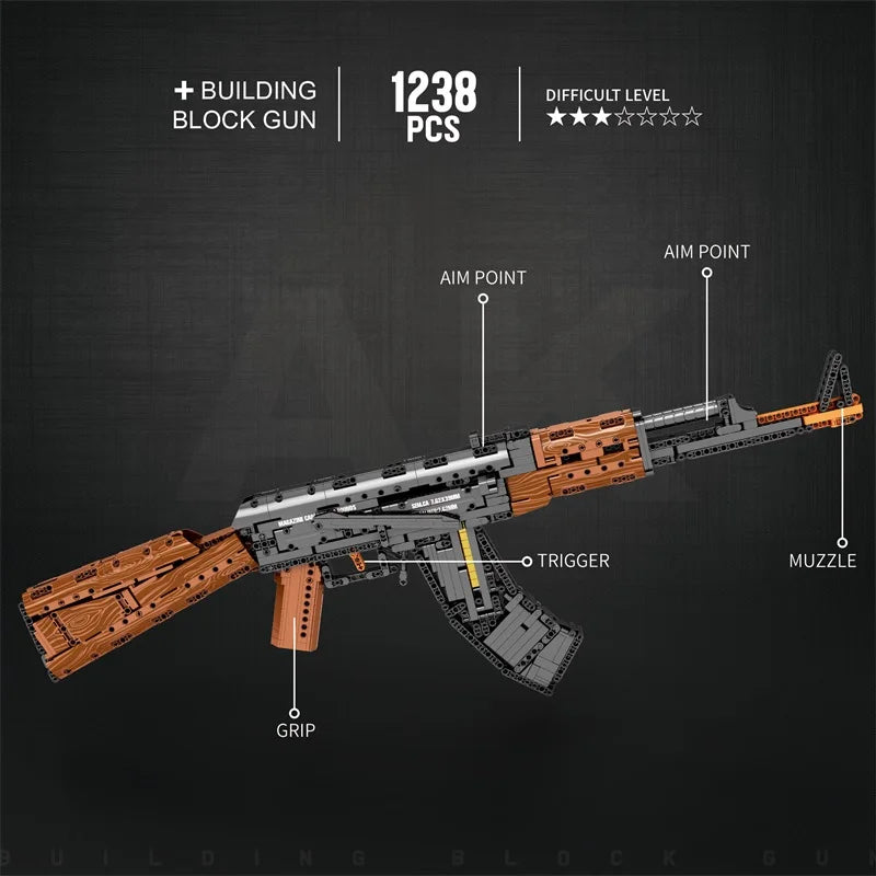 Tactical Brick AK Rifle Building Block Model