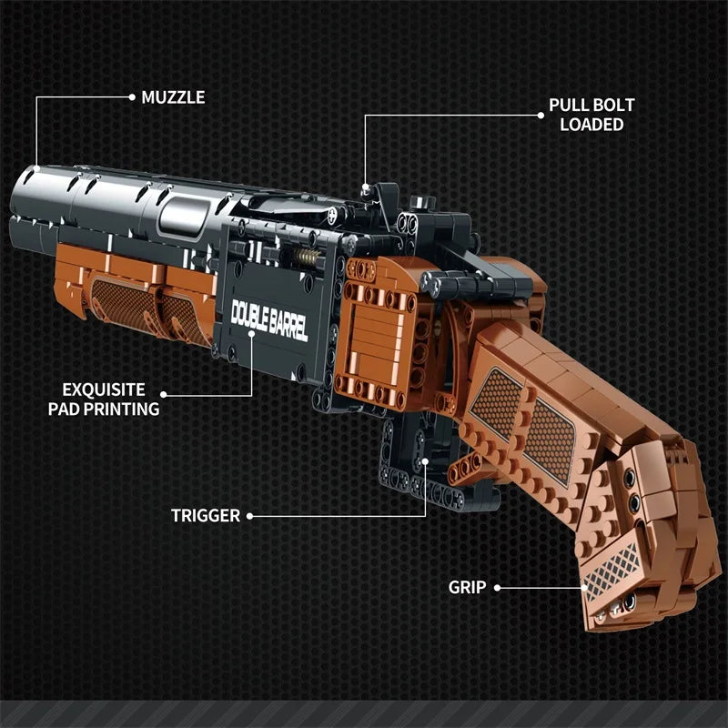 Double Barrel Brick Shotgun – 1006 Piece Tactical Building Block Model